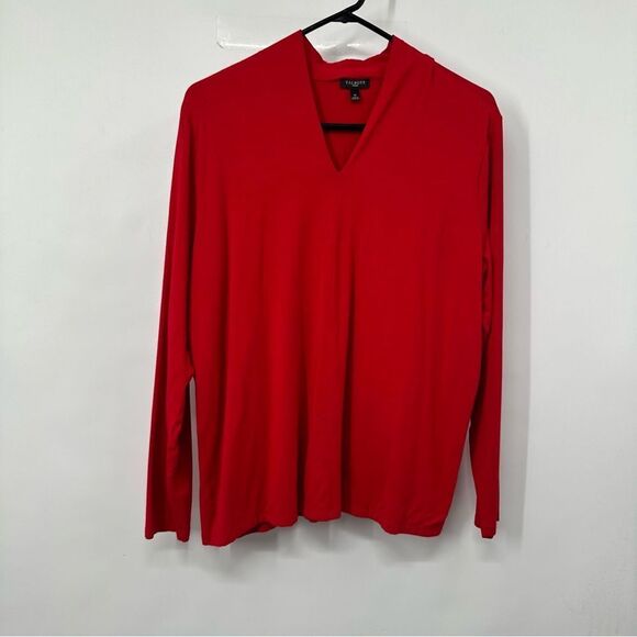 Talbots woman Size 1X Red V-Neck L/S  Stretchy Jersey Knit Top - Picture 1 of 7